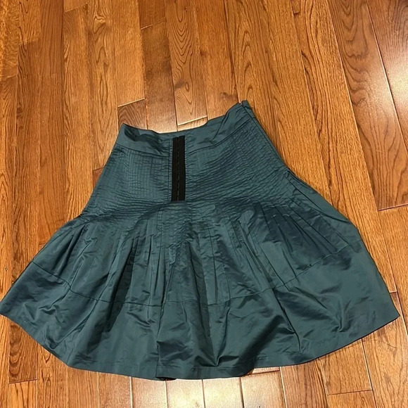 Reiss  teal high waisted pleated corset detail circle skirt Sz 2 - Picture 13 of 17